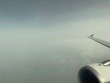 Taking off from LYS in the middle of a Sahara sand cloud. All this sand can't be good for the engines.