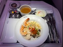 Seafood with onsen egg