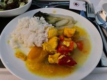 Curry chicken was fairly tasty while veg overcooked
