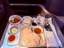 Chicken rice SIN-EWR. Another good dish and quite flavorful if all the sauces are mixed in.