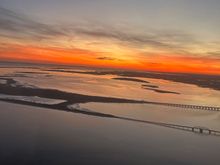 Amazing sunset over NJ on takeoff - I literally changed my seat to view this.