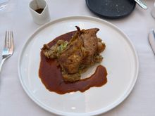 Chicken main. Enjoyed it, though it did dry up fast as it cooled. The extra sauce was much needed