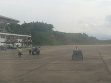 Tachileik Airport, notice the luggage carts