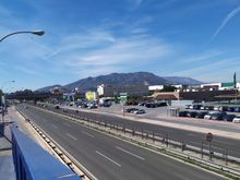 I didn't take any pics at the Holiday Inn Express Málaga Airport, but the cookie cutter hotel is visible in the middle of this pic