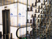 Entrance to the non-Schengen KLM Crown Lounge in Amsterdam airport 