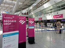 Eurowings check-in area in Düsseldorf DUS airport 