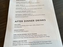Dessert menu