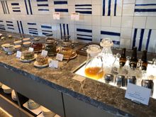 Assorted snacks and beverages