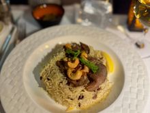 Lunch - Qatari lamb white kabsa with hashu basmati rice, fried onion and lemon wedge - another 10/10 dish, highly recommended! The lamb was tender and not dry at all, overall a very excellent dish.