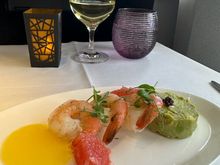  Appetizer - Poached tiger prawns with avocado cream
