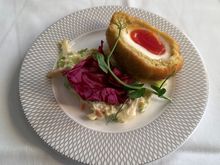 Vegetarian scotch egg was nice, though served cold.