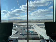You can run on the treadmill while you watch planes take off