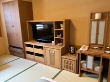 Pint size furniture but everything in its place and some free Japanese baked goods. 