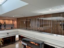 Construction workers at the check-in area