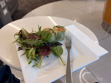 Salad bits and chilli chicken wraps in the American lounge - the "chicken" could've fooled me, it was definitely minced