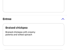 Arrival meal menu options.  Shrimp was the more popular choice.