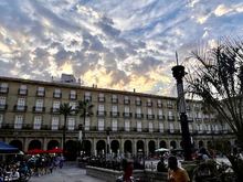 Sunset from Cafe Bar Bilbao on the Plaza Mayor of Bilbao