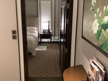 Immediately from the living room is the bedroom and the master bathroom