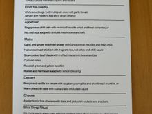 Menu Dinner