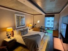Good size room. Pillows were terrible, had to get them swapped out, but otherwise, room and bathroom were great.
