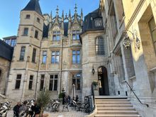 Entering hotel to external courtyard