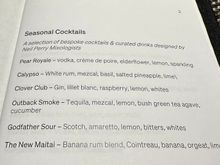 Current cocktail list