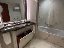 The bathroom just feels dated even with a new flooring and walls