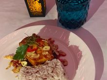 Roasted sea bass. Dry and unmemorable. Rice was also dry. 
