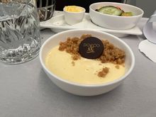 cold apple crumble dessert. Very similar to the passion fruit one served in Club Europe