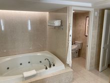 Whirlpool tub and again a toilet with Japanese washlet