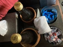 Scented cold towel, waters and mints