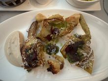 This starter is billed as ‘Charred Cauliflower’ with artichoke listed as an accompaniment but there was ten times more artichoke than cauliflower! Someone worked very hard to cut cauliflower that small. 