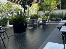 Eating outside is nice