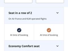 Economy Comfort and Duo Seat still show as available at booking