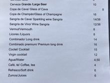 Drinks menu daytime / night time