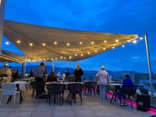 At night a touch of lights give it a homey comfy atmosphere : the sail can be deployed or retracted to enjoy the starry night or to provide shelter