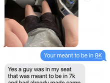 How can you not know you are in the wrong seat?
The back corner is a primo spot if you like that spot. 
Alex couldn’t care less and as he said later in the text, just happy to be there. 
I need to adopt his attitude 