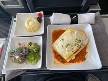 Lunch - broccoli salad, cauliflower lasagne, dessert.