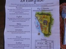 Breakfast menu at The Olive Grove Guesthouse