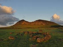  Behind Tongariki; the Volcano Rano Raraku