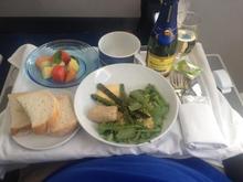 GRX - LCY. Club Europe. The stewardess had no idea what it was. I was the only passenger in 4 rows of CE. She said it wasn't what she'd been told. It was a cold salad with asparagus and strong cheese. It was tasty. 6/14.