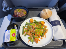 Vegetarian special meal on Lufthansa flight MUC-LHR business class