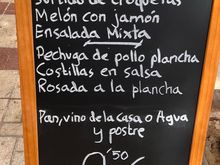 Our menu of the day