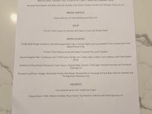 BA First Dining Menu