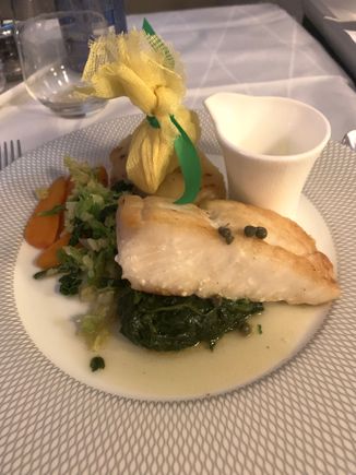 Pan fried Atlantic halibut, buttered spinach and lemon beurre blanc
