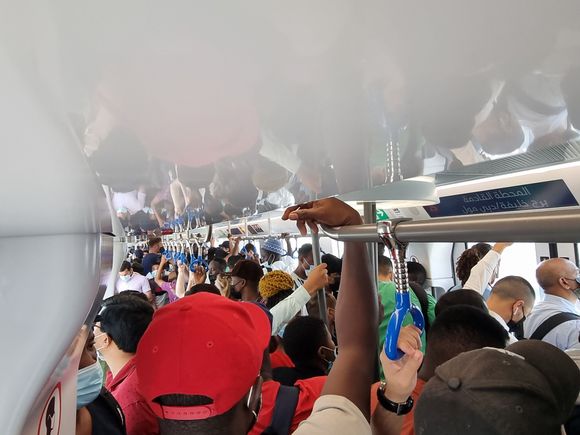 The Dubai metro was completely packed every day I was there. Luckily they've rolled out boosters there but this can't be very healthy..