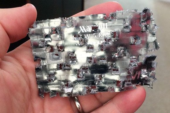 Chase metal card after two passes through a shredder