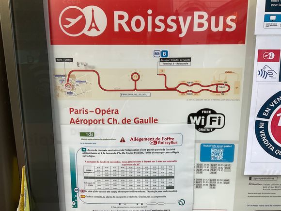 The timetable and sequence of stops at CDG-airport terminals