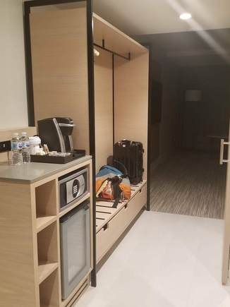 No closet, just a luggage cubby
