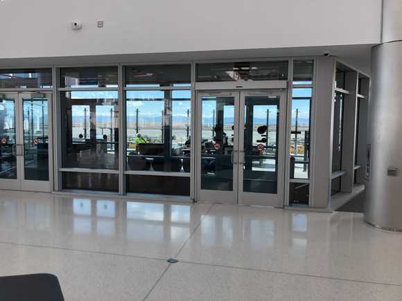 To the outdoor patio. 